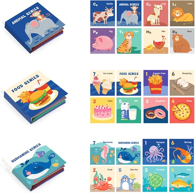 BARMACO Baby Soft Books, Touch and Feel Crinkle Cloth Books for Babies, Infants & Toddlers, Learning Toys Gifts for Boys & Girls, Early Development Interactive Sensory Toys, Ocean Animal Tails Books-CubbioJoy