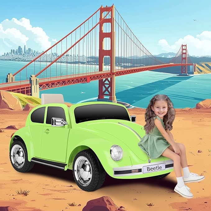 12V Kids Electric Car, Power Wheels with Remote Control, Ride on Car Toys with LED Light, 3 Speeds, Music, Green-CubbioJoy