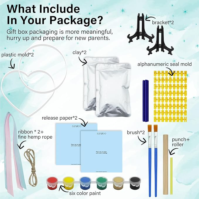 Baby Handprint Footprint Keepsake Ornament Kit, Personalized Baby Foot Printing Kit for Newborn Clay Impression Handmade DIY Imagination to Create-CubbioJoy