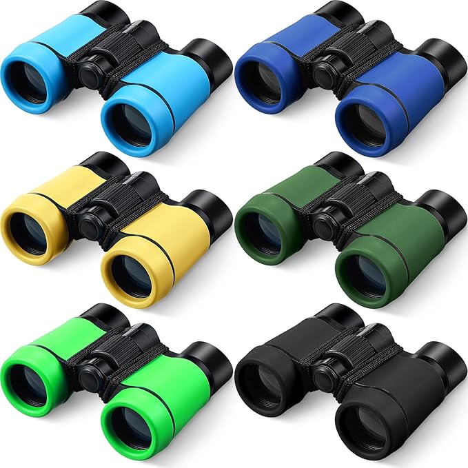 6 Pack Kids Binoculars Shock Proof Toy Binoculars Set for Age 6 Years Boys Girls Hunting Folding Small Telescope Birthday Gifts Bird Watching Educational Learning Camping Outdoor (Fresh Colors)-CubbioJoy