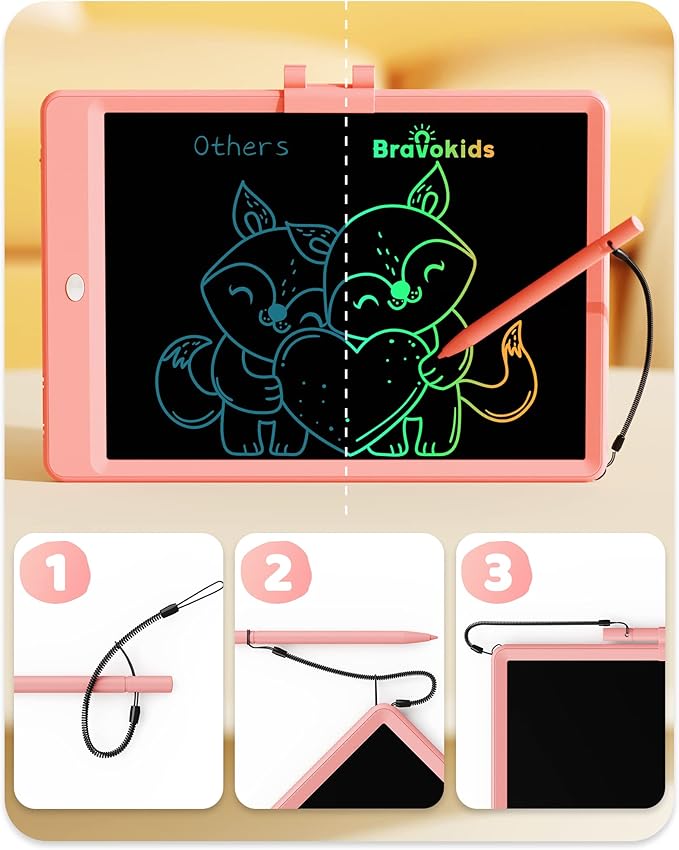 Bravokids Toys for 3 Years Old Girls Boys, LCD Writing Tablet 10 Inch Doodle Board, Electronic Drawing Pads, Educational Birthday Gift for 3 Years Old Kids Toddler (Light Pink)-CubbioJoy