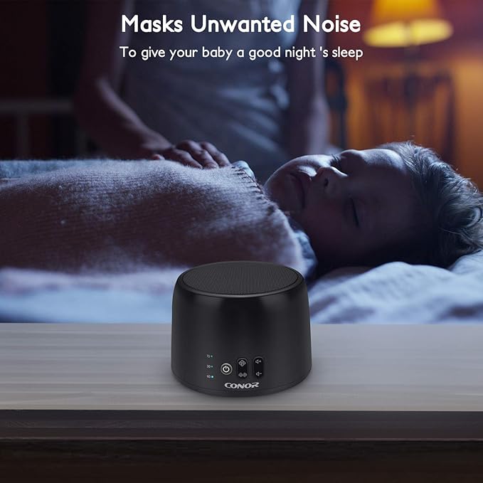 Conor White Noise Machine, Sleep Sound Machine - 24 High Fidelity Soothing Fan & White Noise Sounds, Timer & Memory Feature, Portable Office Privacy or Travel Sleep Therapy for Baby, Kids, Adults-CubbioJoy