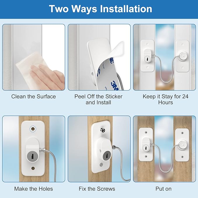 AOSITE Mini Fridge Locks for Kids No Drill Refrigerator Locks for Adults Cupboard Lock Child Safety Locks for Cabinets Drawer Locks Freezer Lock Baby Proofing (White, 2)-CubbioJoy