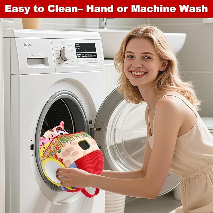 Baby Toys 6-12 Months – Montessori Sensory Barn with Plush Farm Animals, Rattles, Crinkle & Mirror – 1st Birthday Gift or Easter Basket Stuffer for Babies-CubbioJoy