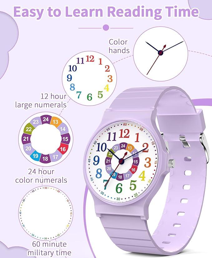 Kids Analog Watch Boys Girls, 30M Waterproof, Sports Watch for Boys, Easy to Read Children's Thin Dial Wrist Watches with Soft Band, for Ages 5-15 Kids Great Birthday Gifts Christmas Day-CubbioJoy