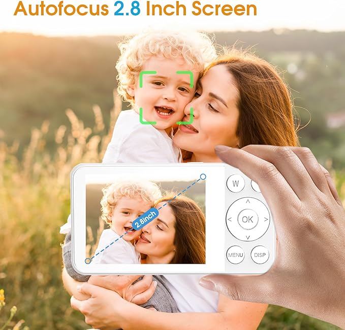 4K Digital Camera for Teens, FHD 64MP Digital Camera for Kids with 64GB SD Card, 18X Digital Zoom Cameras for Photography, Point and Shoot Video Camera for Kids, White-CubbioJoy
