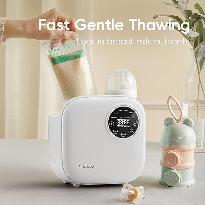 Baby Bottle Warmer, Felizbebe 10-in-1 Bottle Warmers for All Bottles, Detachable Body for Easy Cleaning, Accurate Temperature Control, Timer, Sterili-zing,Milk Warmer for Breastmilk or Formula-CubbioJoy