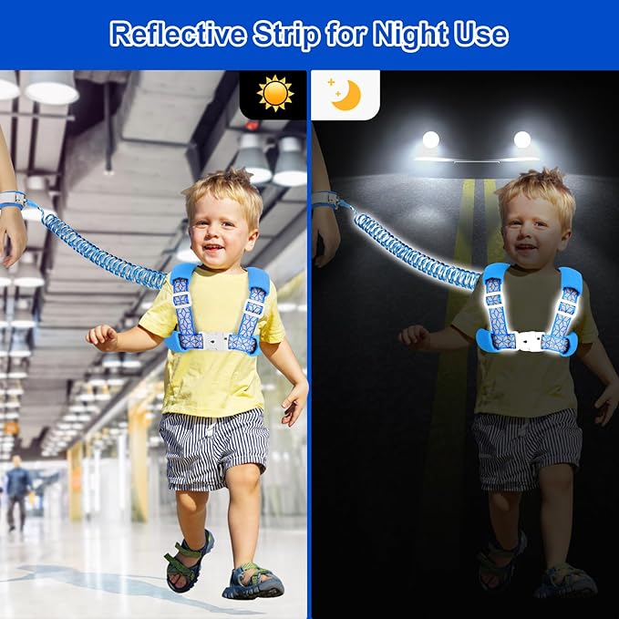 Accmor 3 in1 Toddler Harness Leash, Reflective Kid Harness with Anti Lost Wrist Link, Harness Leash for Toddlers, Child Walking Harness Kids Leash Wristband Rope Belt with Lock for Baby Boys Girls-CubbioJoy