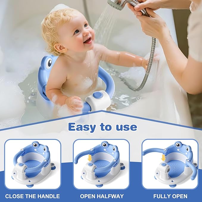 Baby Bath Seat for Babies 6 Months & up Non-Slip Toddler Bath Seats for Sitting Up Infant Bathtub Chair with Suction Cups and Soft Cushion for Baby Shower Tub Seat-CubbioJoy