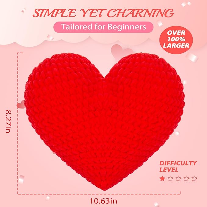 Crochetta Crochet Kit for Beginners, Crochet Kit w Step-by-Step Video Tutorials, Crochet Starter Kit Learn to Crochet Kits for Adults Kids Beginners, Heart Crochet Kit-CubbioJoy