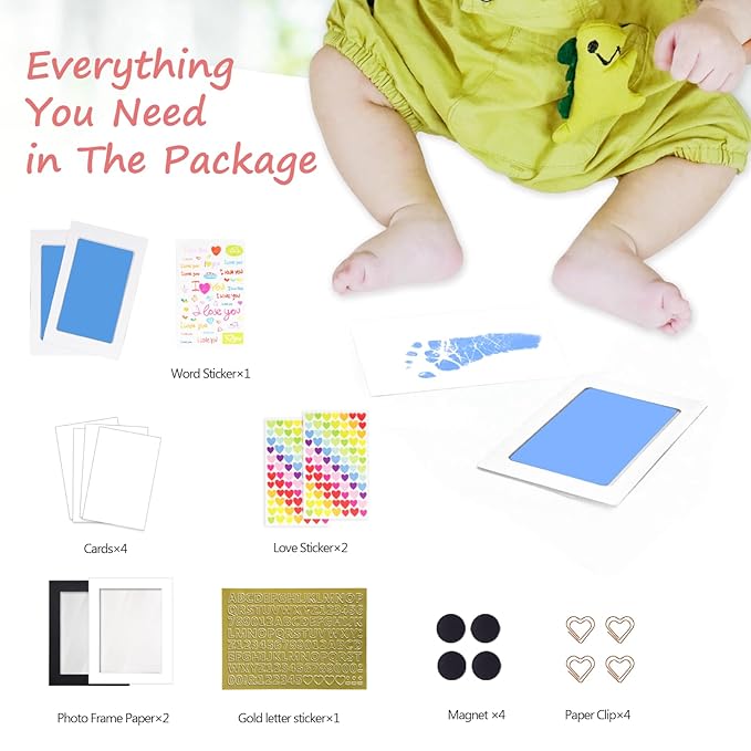 Inkless Baby Hand and Footprint Kit,Clean Touch Ink Pad for Baby Footprint Kit,No Mess Dog Paw Print Kit,DIY Footprint Ink for Baby Keepsake Gifts for Boys and Girls-CubbioJoy