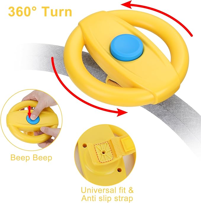 Accmor Stroller Steering Wheel Toy, Pretend Driving Simulated Steering Wheel for Baby Stroller Shopping Carts, Universal Detachable Funny Stroller Shopping Carts Toy Attachment Accessories-CubbioJoy