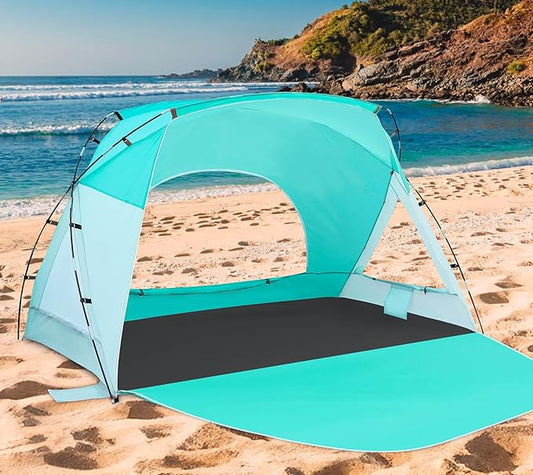 Beach Tent, Portable Sun Shelter for 2/3/4/6-8 Person with UPF 50+ UV Protection, Easy Setup Waterproof Beach Shade Canopy Cabana for Family Outdoor and Picnics, Fishing with Carrying Bag-CubbioJoy