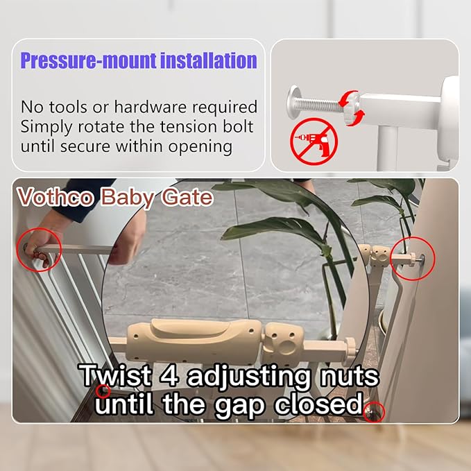 Baby Gates Extra Wide 71.5-76.4 Inch Large Baby Gates for Stairs Tension Pet Dog Gates Indoor for Doorways No Drilling Pressure Mounted Pet Gates for Kids-CubbioJoy