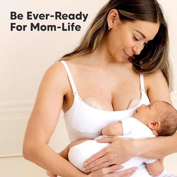 14-Pack Organic Nursing Pads - Washable Breast Pads for Breastfeeding, Nursing Bra Nipple Pads for Breastfeeding, Pumping Bra Reusable Breast Pad, Maternity Breastfeeding Bra Pad (Bare Beige, L 4.8")-CubbioJoy