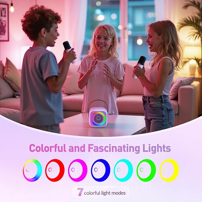 Karaoke Machine for Kids Adults, Karaoke Toys Gifts for Girls Boys, Portable Bluetooth Speaker with Wireless Microphone, Birthday Gifts for Girls Boys Ages 4, 5, 6, 7, 8, 9, 10, 12+ Years Old-CubbioJoy