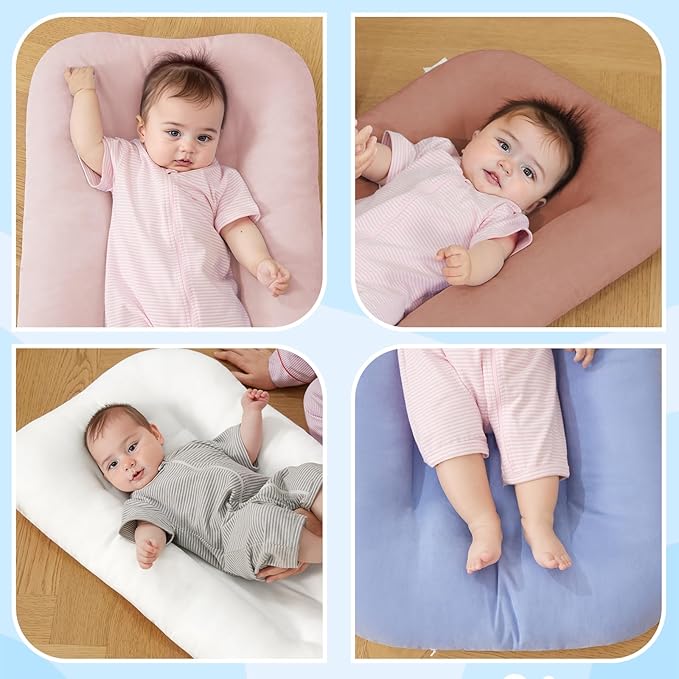 Baby Lounger for Newborn, Bionic Design Baby Lounger, Soft Organic Cotton Breathable Lounger for Infants 0-18 Months (White)-CubbioJoy