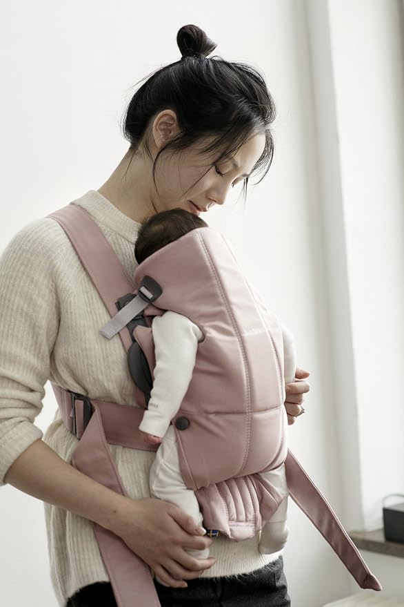 BabyBjörn Baby Carrier Mini, Cotton, Dusty Pink Newborn Carrier (7-25 lbs), Ergonomic, Easy-to-Use-CubbioJoy