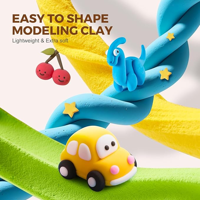 Air Dry Clay for Kids, 24 Colors Modeling Clay Kit with Storage Box & Sculpting Tools, Magic Molding Clay for Boys & Girls Crafts Gift, Age 6-12 Year Olds-CubbioJoy