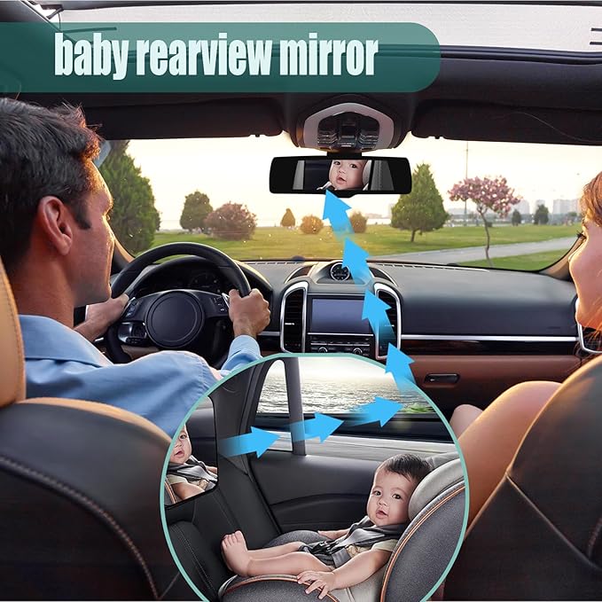 Baby Car Mirror, Universal Fit, Headrest Mount, Shatterproof, Stable, Easy Install, Compatible with Most Cars & SUVs-CubbioJoy