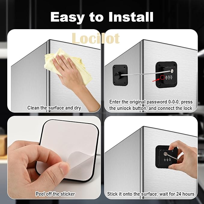 3 Pack Fridge Lock for Kids, Traceless Refrigerator Lock for Adults, Child Proof Cabinet Locks Baby Proofing, Drawer Freezer Locks for Fridge Refrigerator (Black)-CubbioJoy