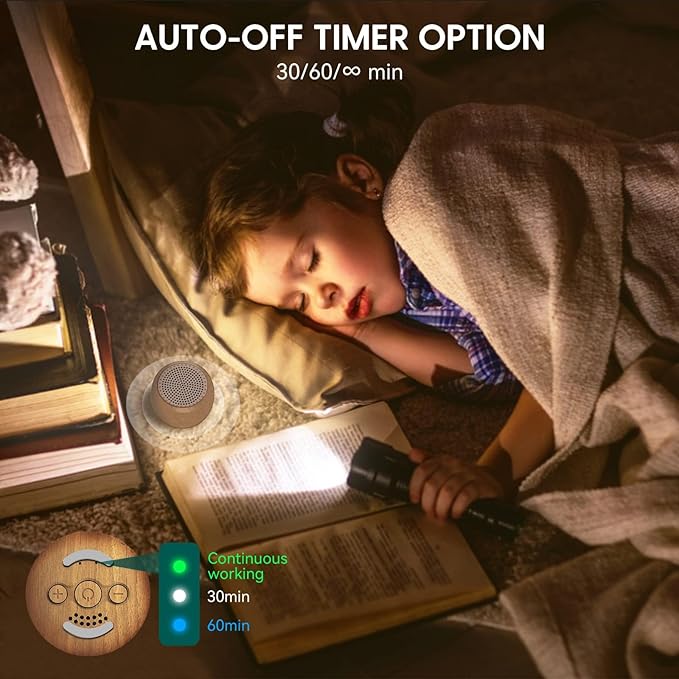 Babelio White Noise Sound Machine for Adults Kids Baby, Mini, 15 Non-looping Sounds, Timer, Memory Function, Easy to Pocket and Travel Wood 2 Pack-CubbioJoy