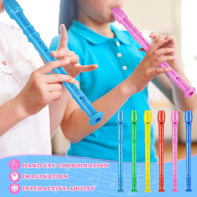 8 Hole Soprano Recorders Descant Flute Bulk With Cleaning Rod German Style for Back to School Gift Christmas Shoebox Supplies Musical Instruments Party Favor (12 Pack)-CubbioJoy