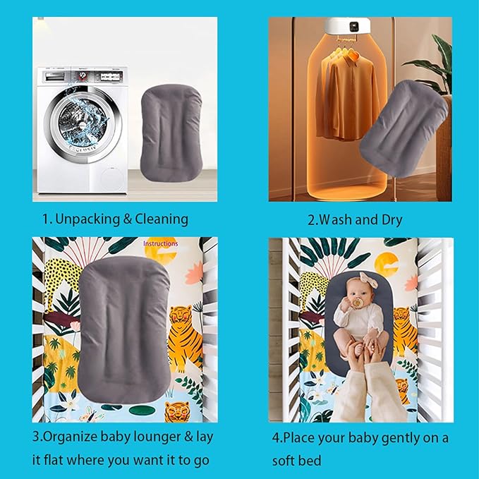Baby Lounger for Newborns, Baby Nest & Floor Cushion, Soft Cotton, Portable Diaper Changing Pads for Boys & Girls 0-12 Months (Dark Gray)-CubbioJoy