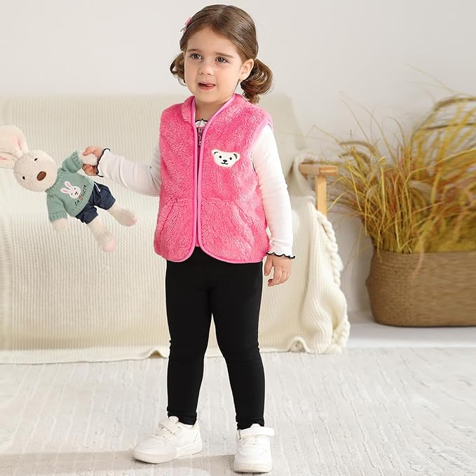 Baby Boys Girls Fleece Vest Zip Up Cute Bear Jackets Fuzzy Fall Winter Warm Clothes Newborn Outwear for Toddler Infant-CubbioJoy