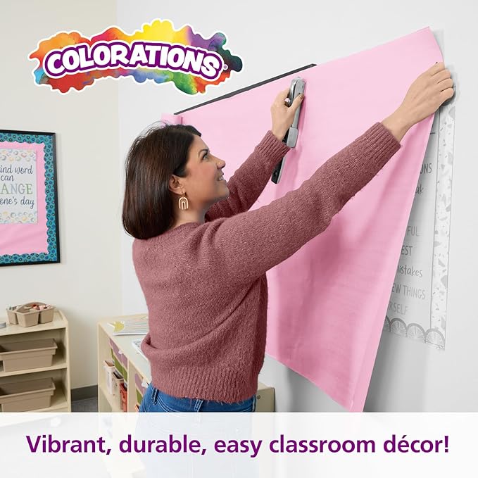 Colorations Arts and Crafts Paper Roll - 36" x 1000', Pink, Dual Surface, Markers, Finger Paints, Painting, Watercolors, Acrylic Paints, Wall Art, Bulletin Board Paper, Kids Crafts (Item # DSPK)-CubbioJoy