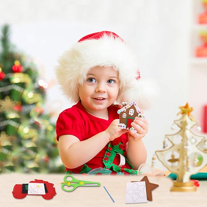 CiyvoLyeen Christmas Sewing Kit for Kids Felt Christmas Ornaments Craft Supplies DIY Activity for Girls and Boys Educational Sewing Gift for Child Set of 12-CubbioJoy