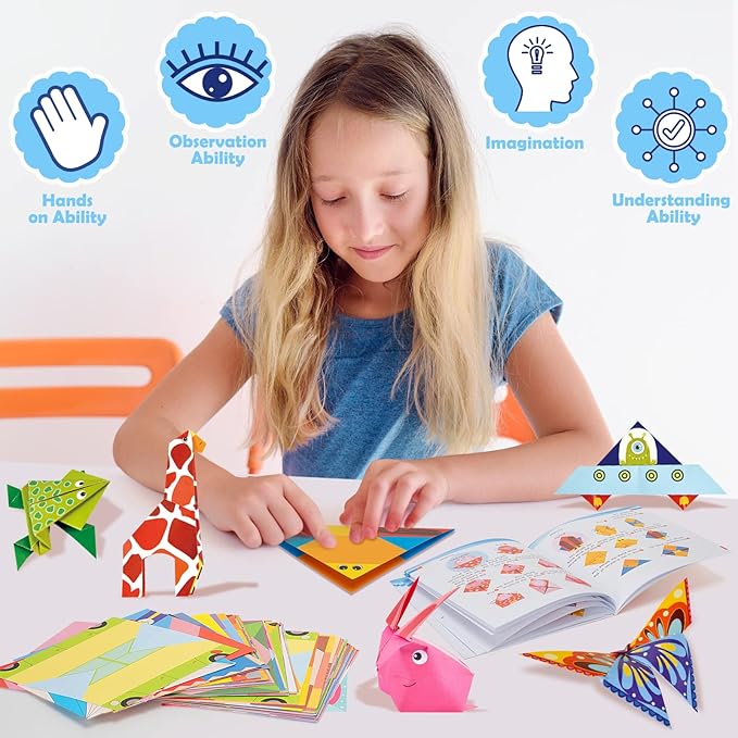 Aigybobo Origami Paper Set, 308PCS Kids Craft Paper Kit with Instructional Book for Girls Age 6,7,8,9,10,11,12, Art Projects Supplies for School Class Craft Lessons- Christmas Gifts for Boys&Girls-CubbioJoy