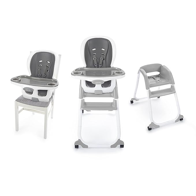 Ingenuity SmartClean Trio Elite 3-in-1 Convertible Baby High Chair, Toddler Chair, and Dining Booster Seat, For Ages 6 Months and Up, Unisex - Slate-CubbioJoy