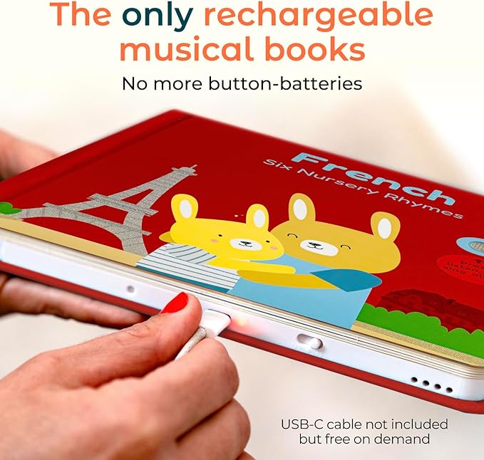 Cali's Books French Nursery Rhymes | New Rechargeable Sound Books | Sound Book for Toddlers 1-3 | Bilingual Books for 1 Year Old | | French Baby Book-CubbioJoy