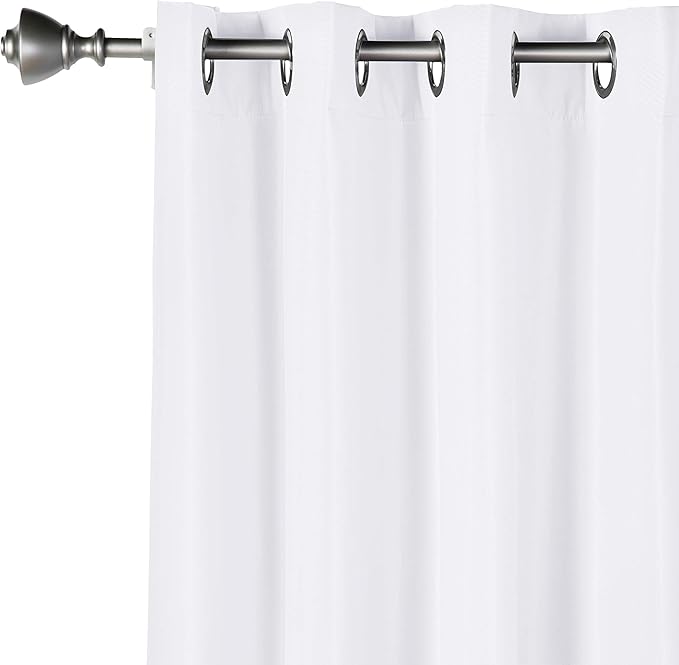 Amazon Basics Room Darkening Blackout Window Curtains 2 Panels with Grommets, for Living Room and Bedroom, 52 x 84 inches, White-CubbioJoy