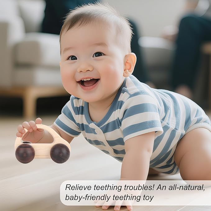 BOXOB Wooden Toys Cars, VehicleToy for Fine Motor Skill Development Wood Baby Push Race Car for Kids Toddlers Baby Boy Girl Birthday Nursery Decor Gift (Color 2)-CubbioJoy