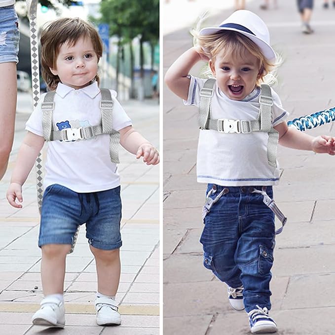 Accmor Toddler Harness Leash+ Reflective Anti Lost Wrist Link, Cute Dinosaur Kids Harness with Leash, Foldable Child Harness Baby Leash Boys Walking Wristband Assistant Belt for Outdoor Travel-CubbioJoy