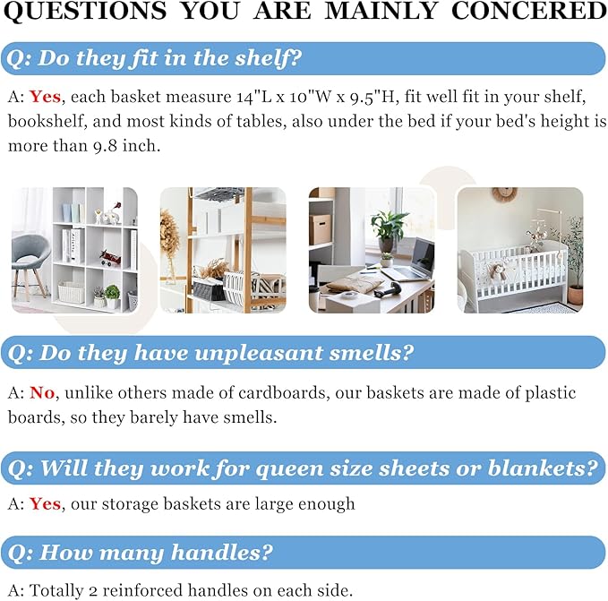 Criusia 6 Pack Closet Organizers and Storage Bins, Cute Dorm Room Essentials for Clothes Beddings Bags, Under Bed Storage Containers, Apartment Essentials Baskets for Organizing (14L*10W*9.5H)-CubbioJoy