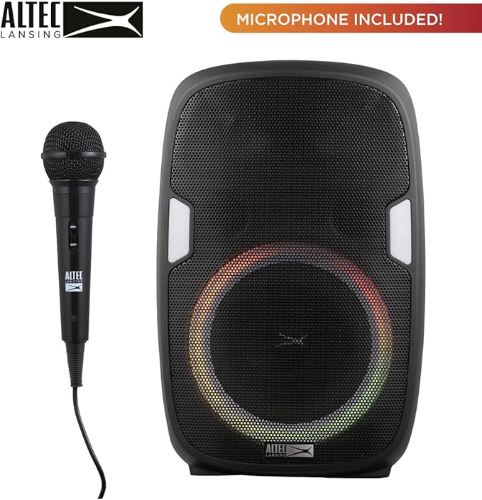 Altec Lansing SoundRover 75 Wireless Speaker 75W Bluetooth Speaker with a Long Lasting 10 Hour Battery, 50 Foot Range, Multi LED Party Modes, True Wireless Pairing, Bonus Microphone-CubbioJoy