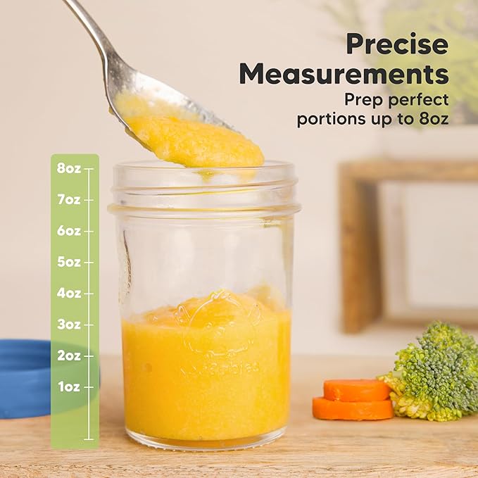 KeaBabies 4pk 8oz Glass Baby Food Containers with Lids - Leak-Proof, Microwavable Small Glass Jars, Baby Purees & Toddler Snack Storage Containers, BPA-Free, Dishwasher & Freezer Safe (Kea)-CubbioJoy