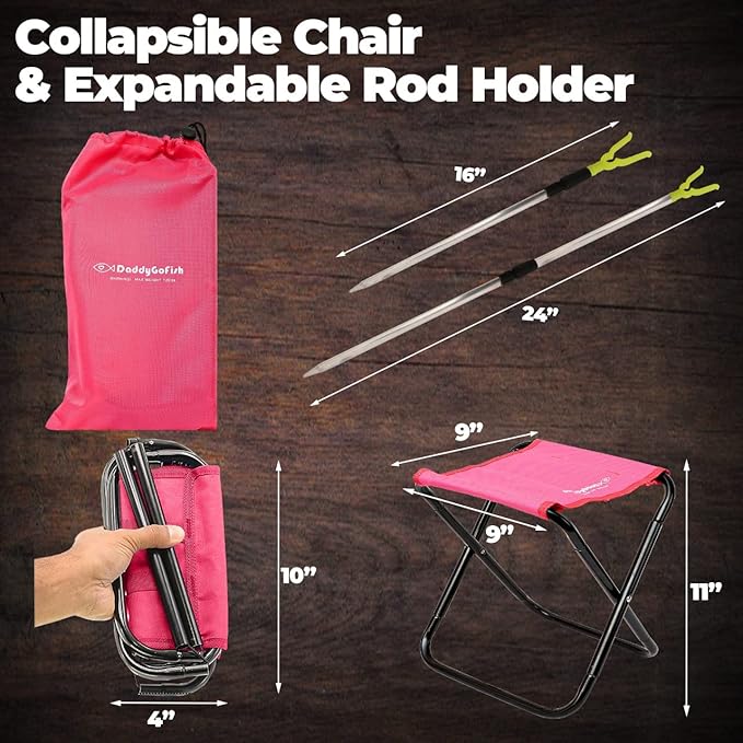 DaddyGoFish Kids Fishing Pole - Rod Reel Combo Tackle Box Starter Set - First Year Small Gear Kit for Boys Girls Toddler Youth Age Beginner Little Children-CubbioJoy