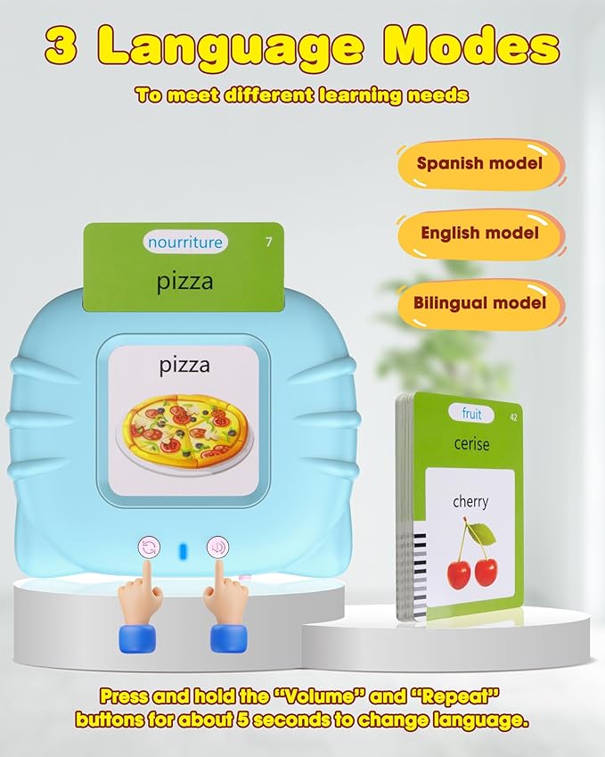 510 Words French Flash Cards for Kids, Toddler Learning Resources Toy, Autism Sensory Toys for Autistic Children Age d 2-4 Blue (French/English/Bilingual)-CubbioJoy