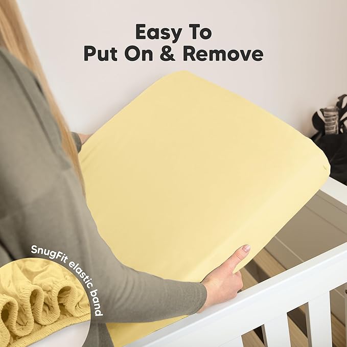 KeaBabies 2-Pack Organic Crib Sheets for Boys, Girls - 52x28 Fitted Crib Mattress Sheet Neutral, Breathable Jersey Cotton Cover for Baby Bed, Toddler Mattress, Soft & Cute Prints (Sunshine)-CubbioJoy