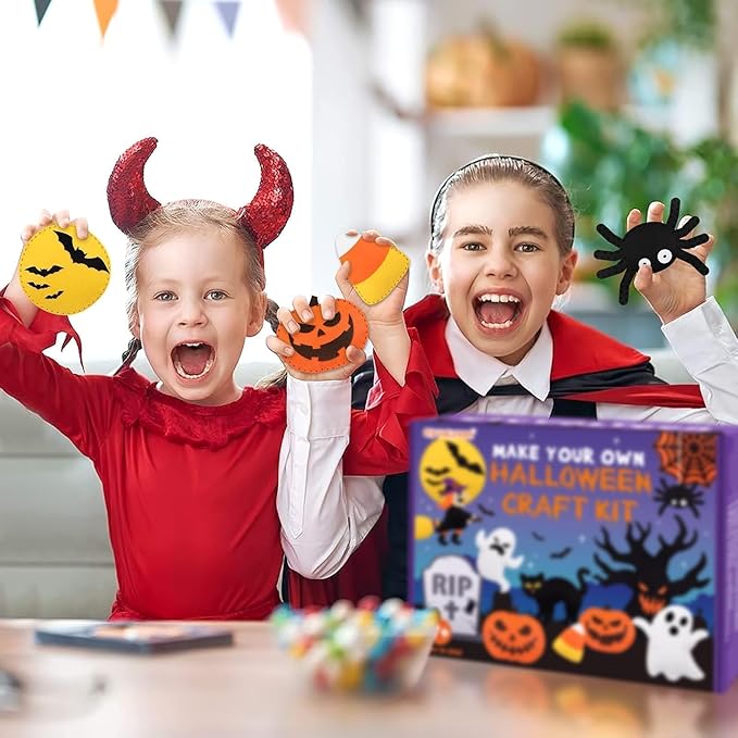 CiyvoLyeen Halloween Craft Kit Kids DIY Crafting and Sewing Set HalloweenStuffed Animal Felt Plushie for Girls and Boys Educational Beginners Sewing Set Sewing Kits for Kids Age 8 9 10 11 12-CubbioJoy
