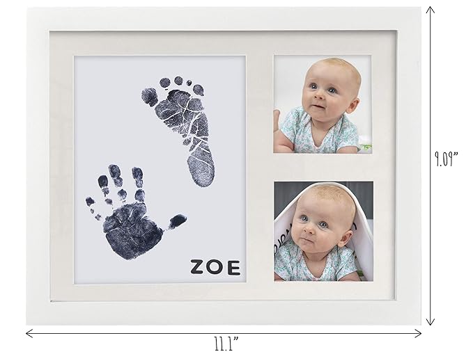 Baby Ink Hand and Footprint Kit – Handprint Picture Frame for Newborns (Safe Clean-Touch Ink Pad for Prints) – Best New Mom and Shower Gift – Foot Impression Photo Keepsake for Girls & Boys – (White)-CubbioJoy