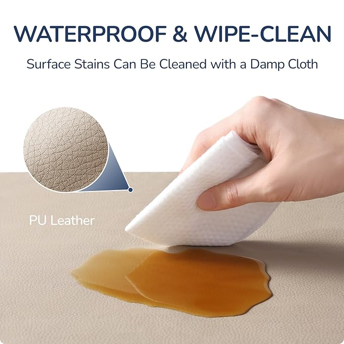 Baby Play Mat for Floor,1.3'' Thick Memory Foam Play Mat,50''x50'' Tummy Time Mat with PU Leather,Cushioned & Waterproof Playpen Mats,Non Slip Crawling Padded for Toddlers,Infants,Kids-CubbioJoy