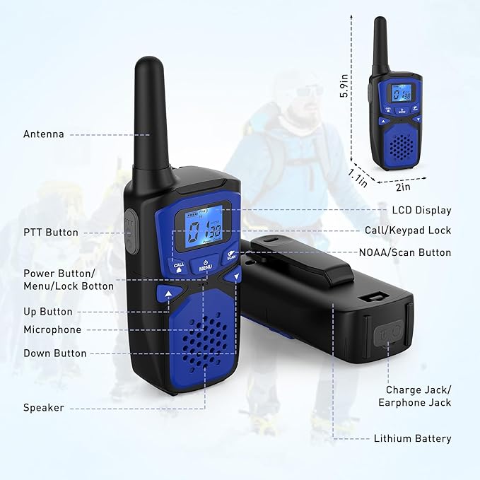 Adult Walkie Talkie WokTok Long Range Rechargeable Portable Two-Way Walkie Talkie, Hiking Accessories, SOS Sirens, NOAA Weather Alarms, Kid's Toys, Easy-to-Use Rechargeable Walkie Talkies,3 Pack-CubbioJoy