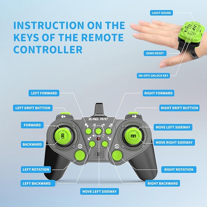 1:12 Hand Gesture Sensing Rc Stunt Car Large Drifting Rc Car with Watch Hand Controlled Twist Cars Offroad 360° Rotation with Lights Music, Birthday Xmas Gifts for Boys Adults Kids-CubbioJoy