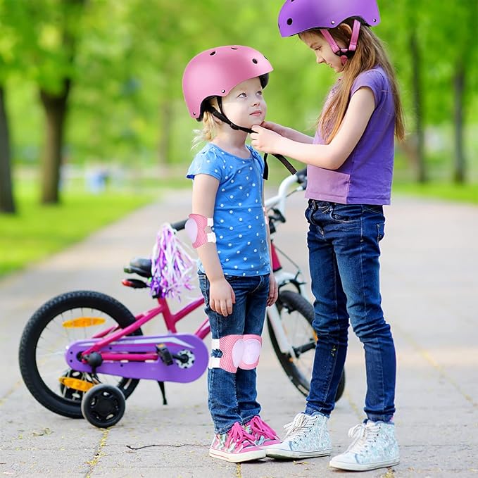 Kids Bike Helmet Set Adjustable for Children, Boys, Girls and Teenagers Aged 3-8 Years Includes Elbow, Knee, Wrist Guards Children's Helmet Protection Set for Bikes SkateboardsRollerskates-CubbioJoy