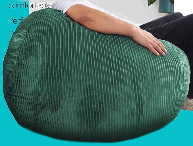 Bean Bag Chairs with Faux Rabbit Fur Cover, 4 ft Giant Memory Foam Bean Bag Chairs for Adults/Teens with Filling,Ultra Soft Faux Fur Fabric, Round Fluffy Sofa for Living Room Bedroom College Dorm-CubbioJoy